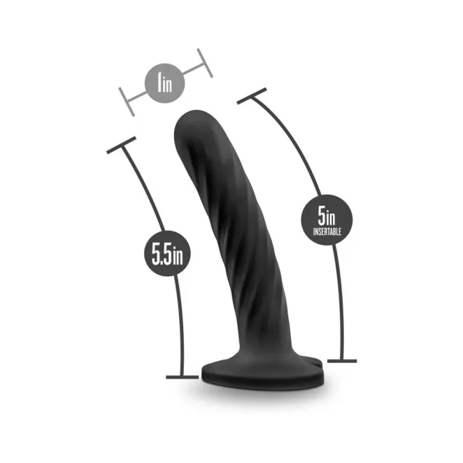 5 Inch Curved Twisted Silicone Dildo Black