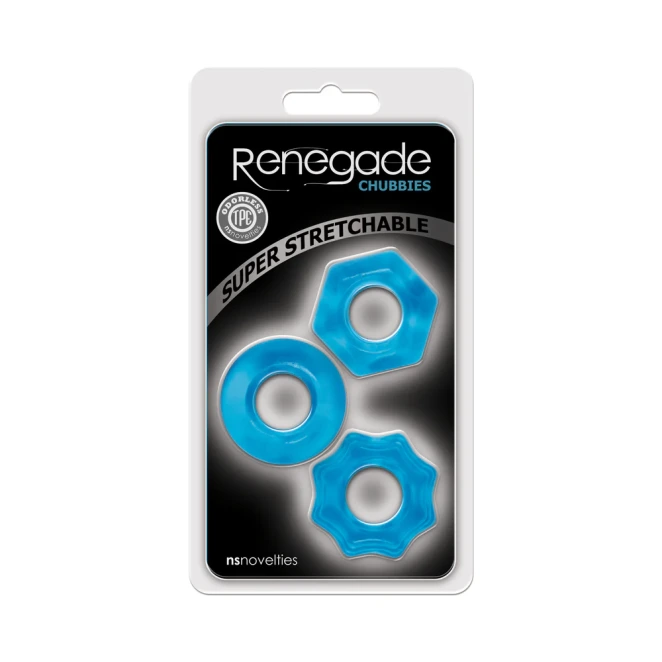 Renegade Chubbies Super Stretchy Cock Ring Set Blue (3 Piece)
