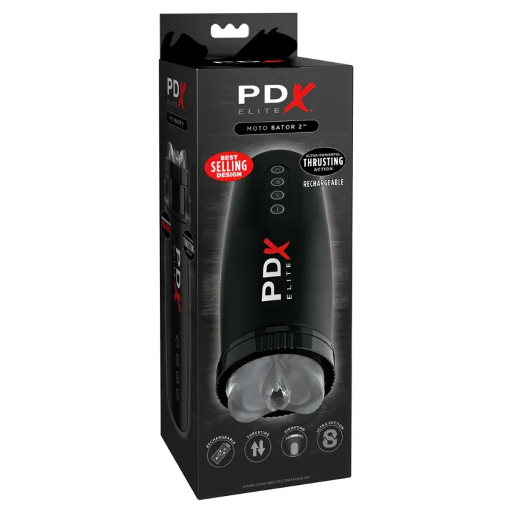 PDX Elite Motobator 2 Thrusting Vibrating Vagina Masturbator Clear PDX Elite Motobator 2 Thrusting Vibrating Vagina Masturbator Clear