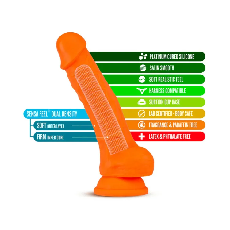 7.5 in. Neo Elite Dual Density Dildo with Balls Orange 7.5 in. Neo Elite Dual Density Dildo with Balls Orange