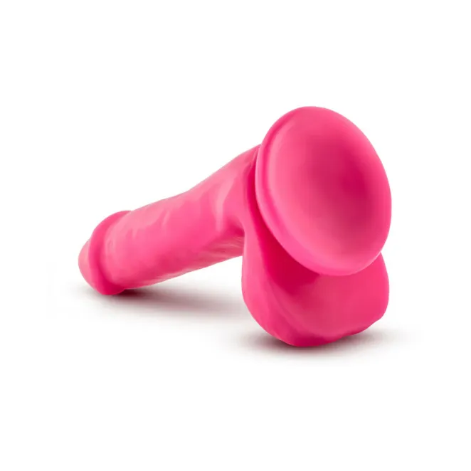 6.5 Inch Realistic Silicone Dual Density Dildo with Balls Pink