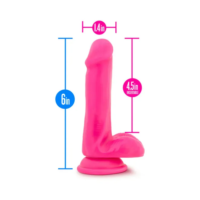 6.5 Inch Realistic Silicone Dual Density Dildo with Balls Pink