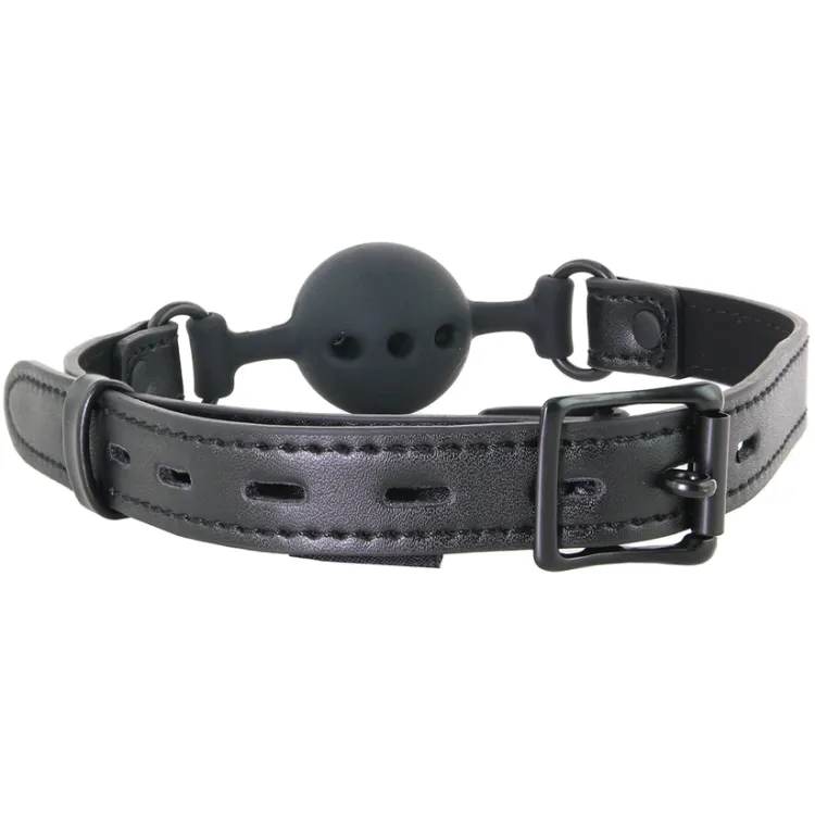 Adjustable Locking Breathable Ball Gag Black Adjustable Locking Breathable Ball Gag Black