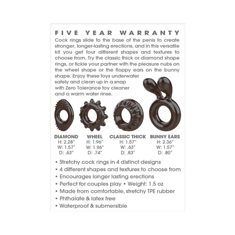 Ring My Bell 4-Piece Cock Ring Set Ring My Bell 4-Piece Cock Ring Set