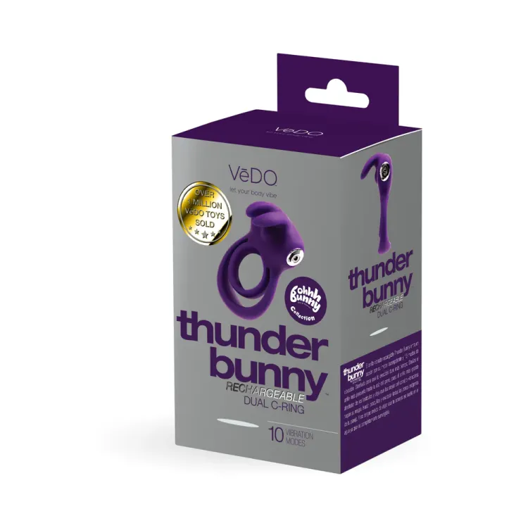 VeDO Thunder Bunny Dual Cock Ring Purple VeDO Thunder Bunny Dual Cock Ring Purple