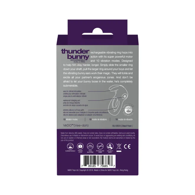 VeDO Thunder Bunny Dual Cock Ring Purple