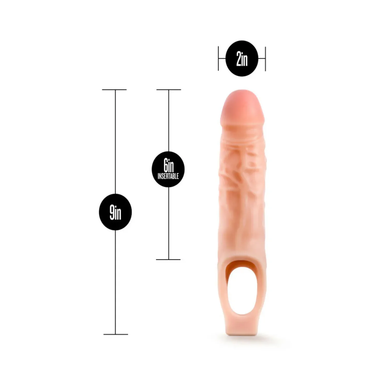 9 in cock sheath penis extender sling beige thickening sleeve
