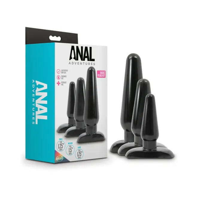 Anal 3-Piece Butt Plug Trainer Kit Black