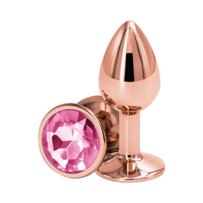 Rear Assets Small Jewelled Rose Gold Metal Butt Plug 2 Inch
