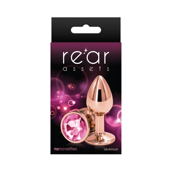Rear Assets Small Jewelled Rose Gold Metal Butt Plug 2 Inch
