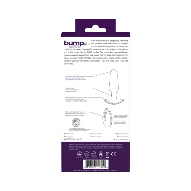 Bump Plus Anal Vibrating Silicone Butt Plug with Remote