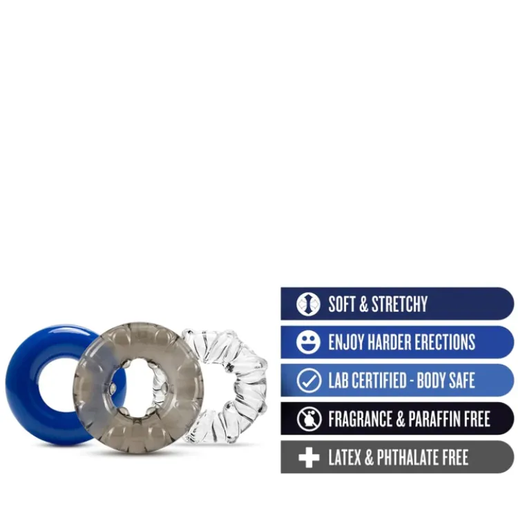 Triple Stretch Cock Rings 3-Pack Triple Stretch Cock Rings 3-Pack