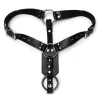 Kinklab Deluxe Leather Anal Plug Harness with Cock Ring