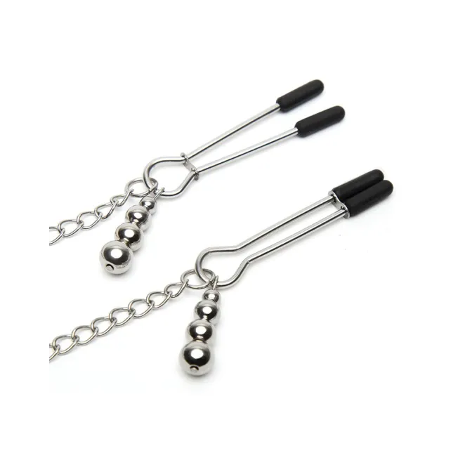 Fifty Shades of Grey Play Nice Satin Collar with Lace Trim & Adjustable Nipple Clamps