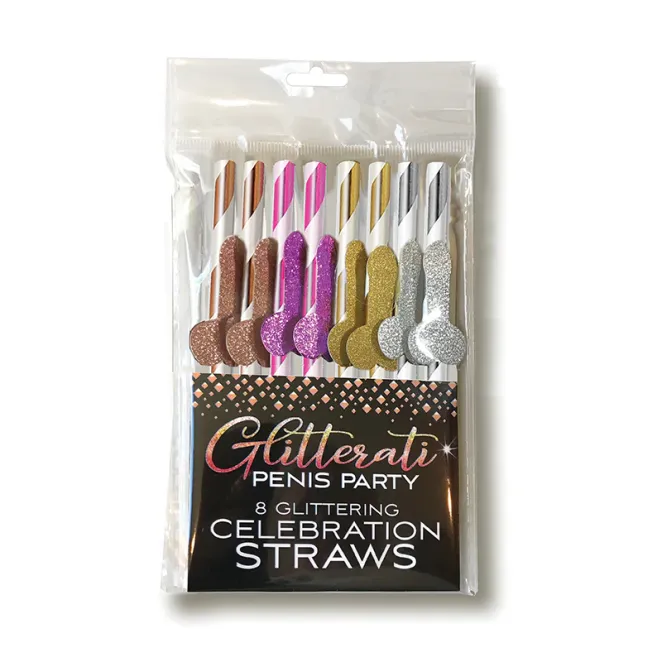 Glitterati Penis Party Cocktail Celebration Straws 8-Pack (76872) | SlipDix.com