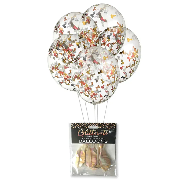 Glitterati Penis Party Confetti Filled Balloons 5-Pack (76873) by Little Genie Productions | Bachelorette Party Gifts | SlipDix.com Glitterati Penis Party Confetti Filled Balloons 5-Pack (76873) | SlipDix.com