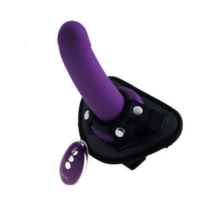 VeDO Strapped Vibrating Strap-On with Remote Purple