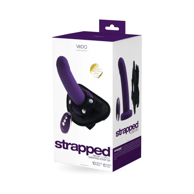 VeDO Strapped Vibrating Strap-On with Remote Purple