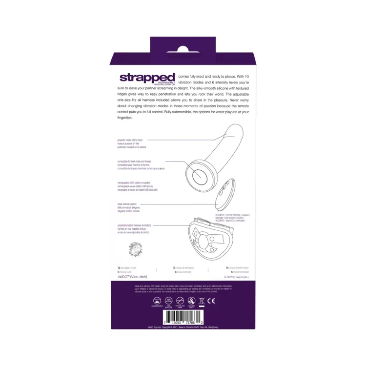 VeDO Strapped Vibrating Strap-On with Remote Purple VeDO Strapped Vibrating Strap-On with Remote Purple