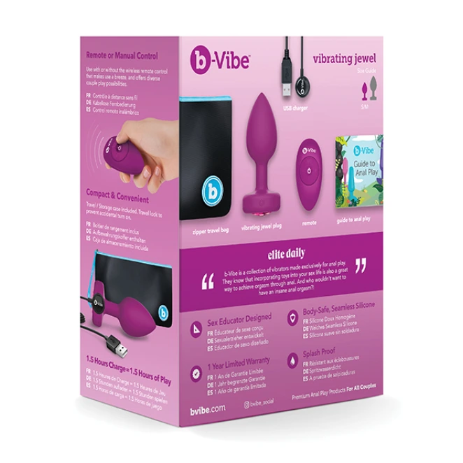 B-Vibe Remote Control Rechargeable Vibrating Silicone Jeweled Butt Plug