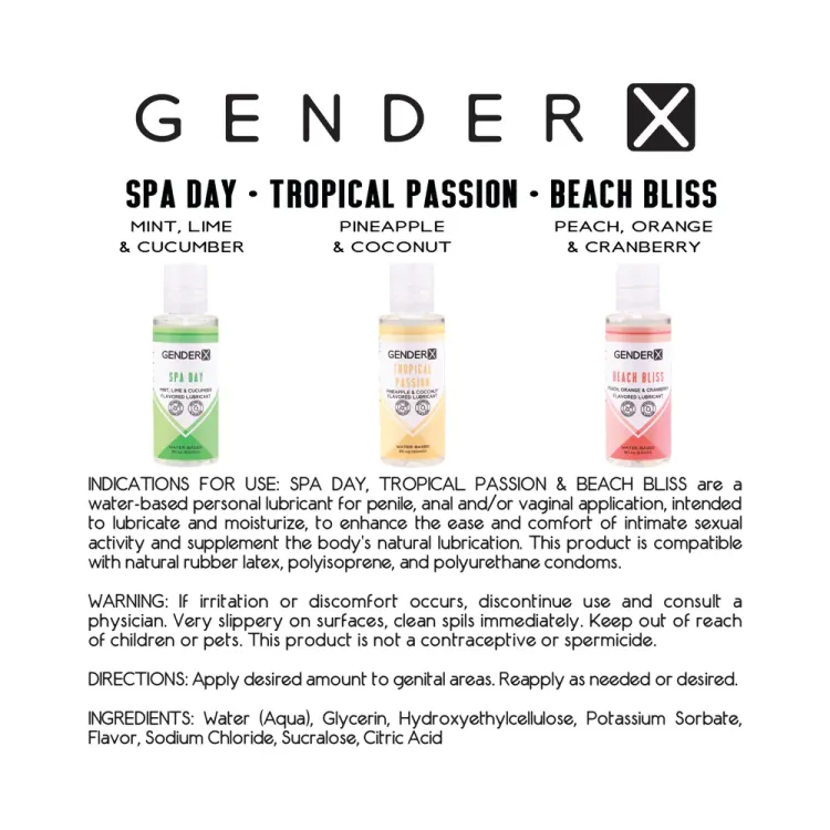 Gender X Flavored Lube Travel 3-Pack (78189) by Evolved | Lubricants | SlipDix.com Gender X Flavored Lube Travel 3-Pack (78189) | SlipDix.com