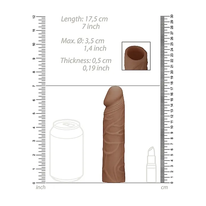 Penis Sleeve Extender Realistic Veiny 7 in. Tan