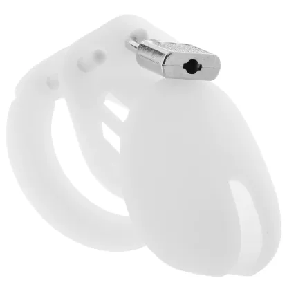 Blue Line Silicone Chastity Cock Cage White