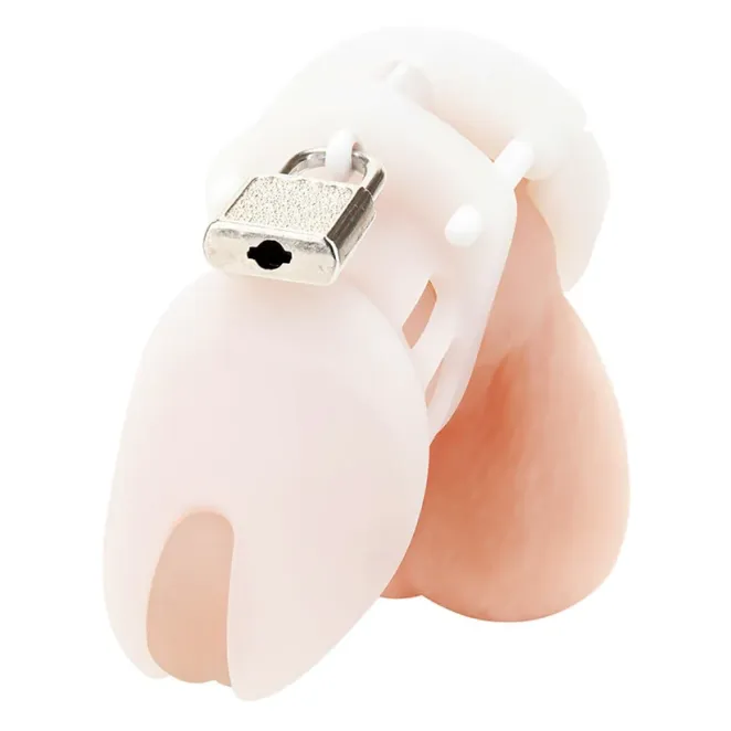 Blue Line Silicone Chastity Cock Cage White