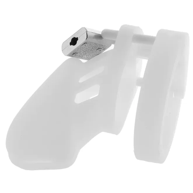 Blue Line Silicone Chastity Cock Cage White