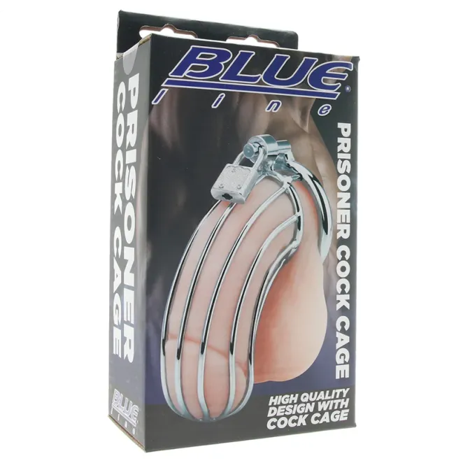 Blue Line Prisoner Cock Cage Silver