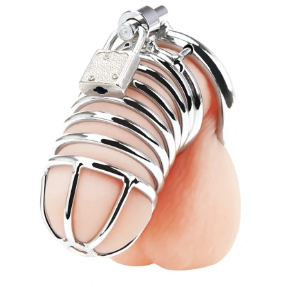 Blue Line Deluxe Chastity Cage Silver