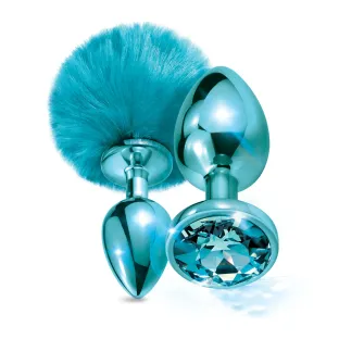 NIXIE Metal Butt Plug Set Pom Pom & Jewel-Inlaid