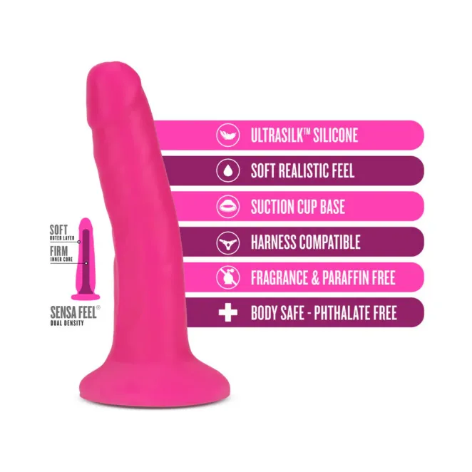 5 Inch Realistic Silicone Dual Density Dildo Pink