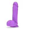 8 Inch Silicone Dual Density Dildo With Balls Neon Purple