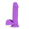 8 Inch Silicone Dual Density Dildo With Balls Neon Purple