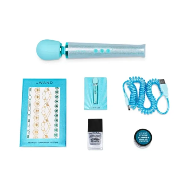 Le Wand All That Glimmers Petite Rechargeable Vibrating Massager Light Blue