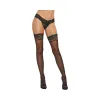 Dreamgirl Sheer Thigh-High Stockings with Silicone Lace Top Black Dreamgirl Sheer Thigh-High Stockings with Silicone Lace Top Black