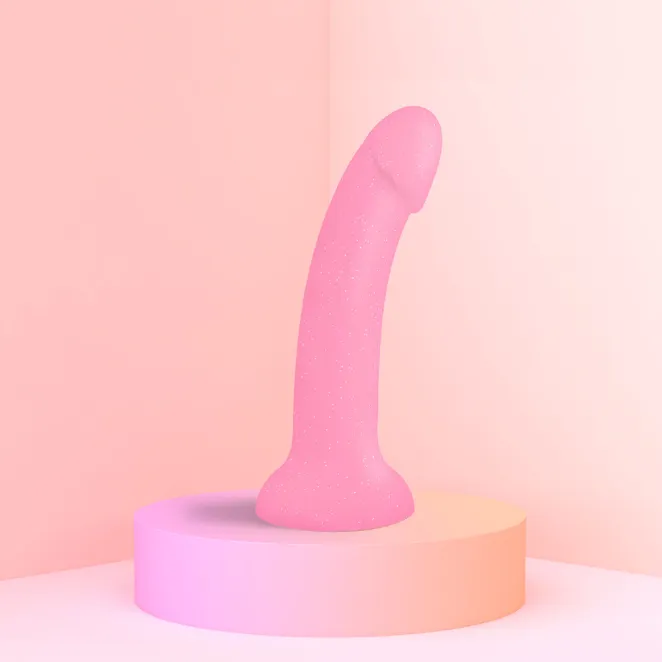 7 Inch Dildolls Glitzy Curved Silicone Suction Cup Dildo