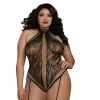 Dreamgirl Lace Teddy Bodystocking With Criss-Cross Details Black Dreamgirl Lace Teddy Bodystocking With Criss-Cross Details Black
