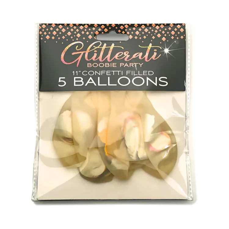 Glitterati Boobie Party Confetti Balloons 5-Pack (80726) by Little Genie Productions | Bachelor Party Gifts | SlipDix.com Glitterati Boobie Party Confetti Balloons 5-Pack (80726) | SlipDix.com