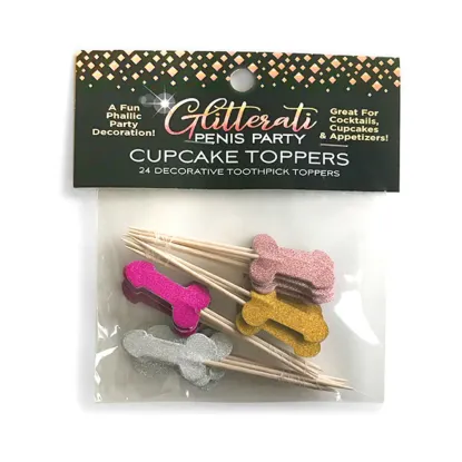 Glitterati Penis Party Cupcake Topper Toothpicks 24-Pack