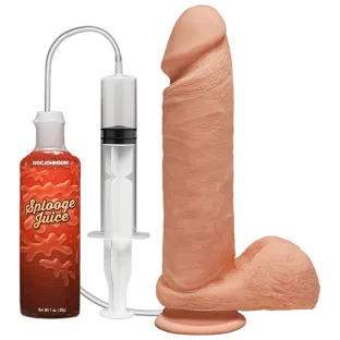 8 in. Perfect D Realistic Squirting Dildo w/ Balls Beige