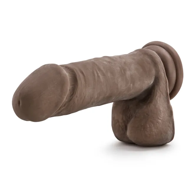 9 Inch Realistic Triple Density Posable Dildo with Balls Brown
