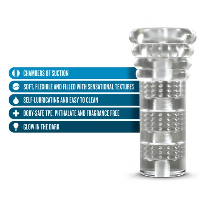 M for Men All Nighter Glow Textured Stroker Clear