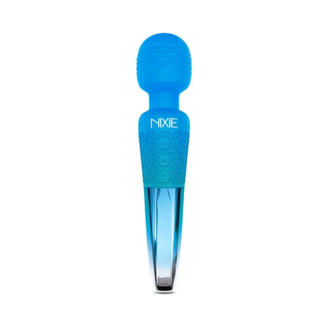 Nixie 8 in. Rechargeable Wand Vibrator Blue Ombre