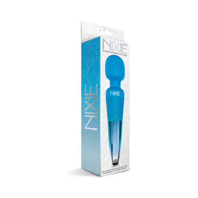 Nixie 8 in. Rechargeable Wand Vibrator Blue Ombre