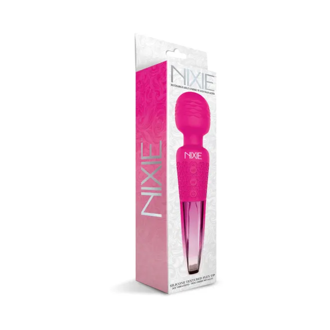 Nixie 8 in. Rechargeable Wand Vibrator Pink Ombre