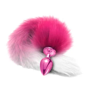 Nixie Metal Butt Plug With Ombre Tail Pink Metallic