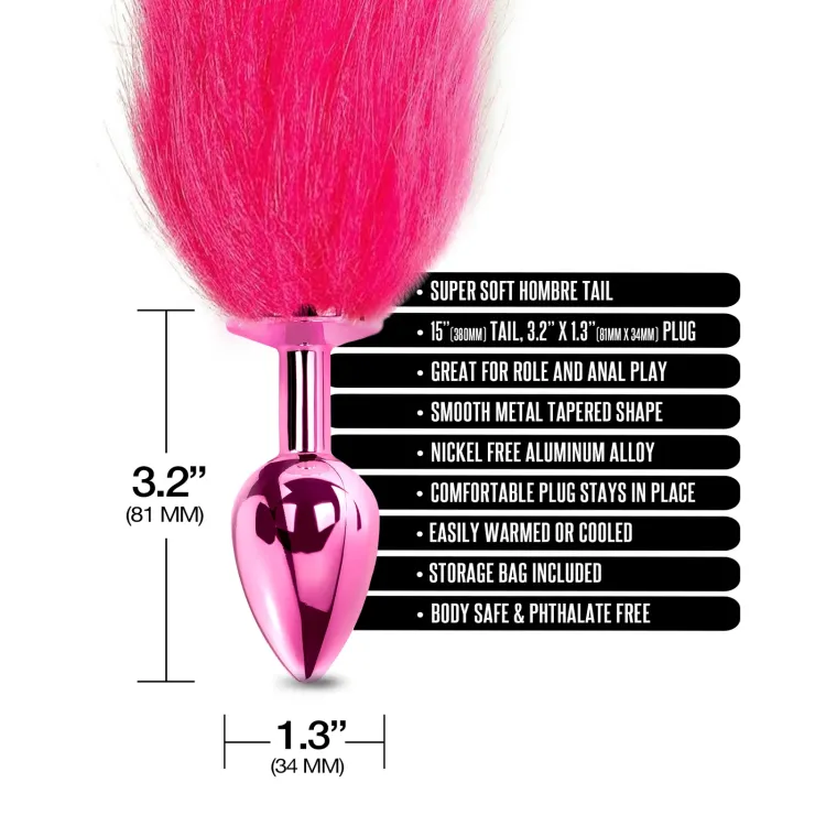 Nixie Metal Butt Plug With Ombre Tail Pink Metallic Nixie Metal Butt Plug With Ombre Tail Pink Metallic