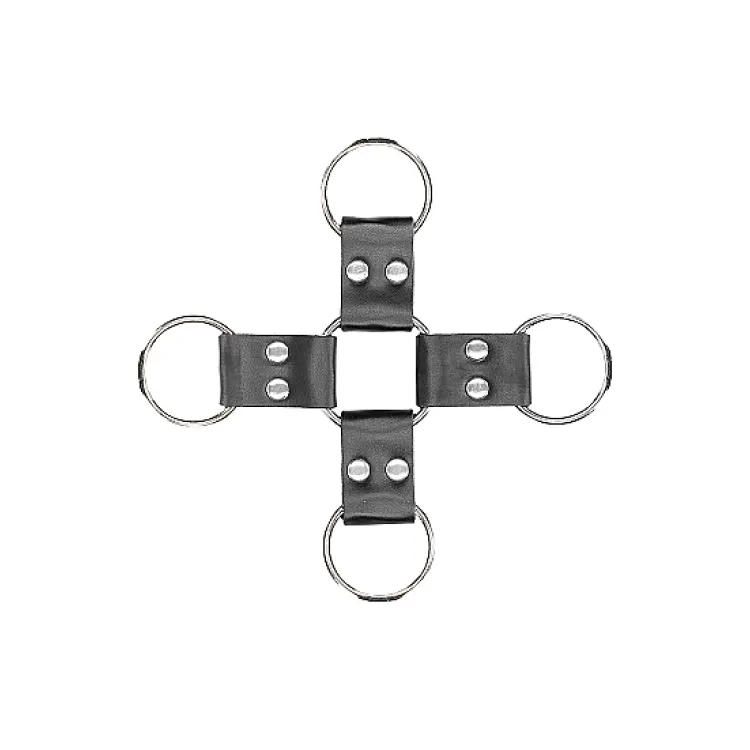 Ouch! Bonded Leather Hogtie With Hand & Ankle Cuffs Black Ouch! Bonded Leather Hogtie With Hand & Ankle Cuffs Black